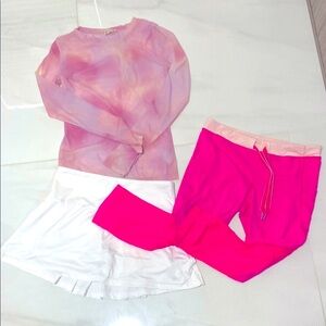 Lululemon leggings, white tennis skirt, & free people - Pink & White workout set